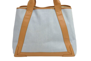 BALENCIAGA バレンシアガ トートバッグ デニムハンドバッグ ライトブルー ブラウンレザー 旧ロゴ 美品 中古 42306
