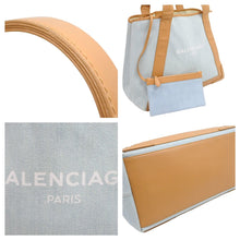 Load image into Gallery viewer, BALENCIAGA バレンシアガ トートバッグ デニムハンドバッグ ライトブルー ブラウンレザー 旧ロゴ 美品 中古 42306