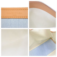 Load image into Gallery viewer, BALENCIAGA バレンシアガ トートバッグ デニムハンドバッグ ライトブルー ブラウンレザー 旧ロゴ 美品 中古 42306