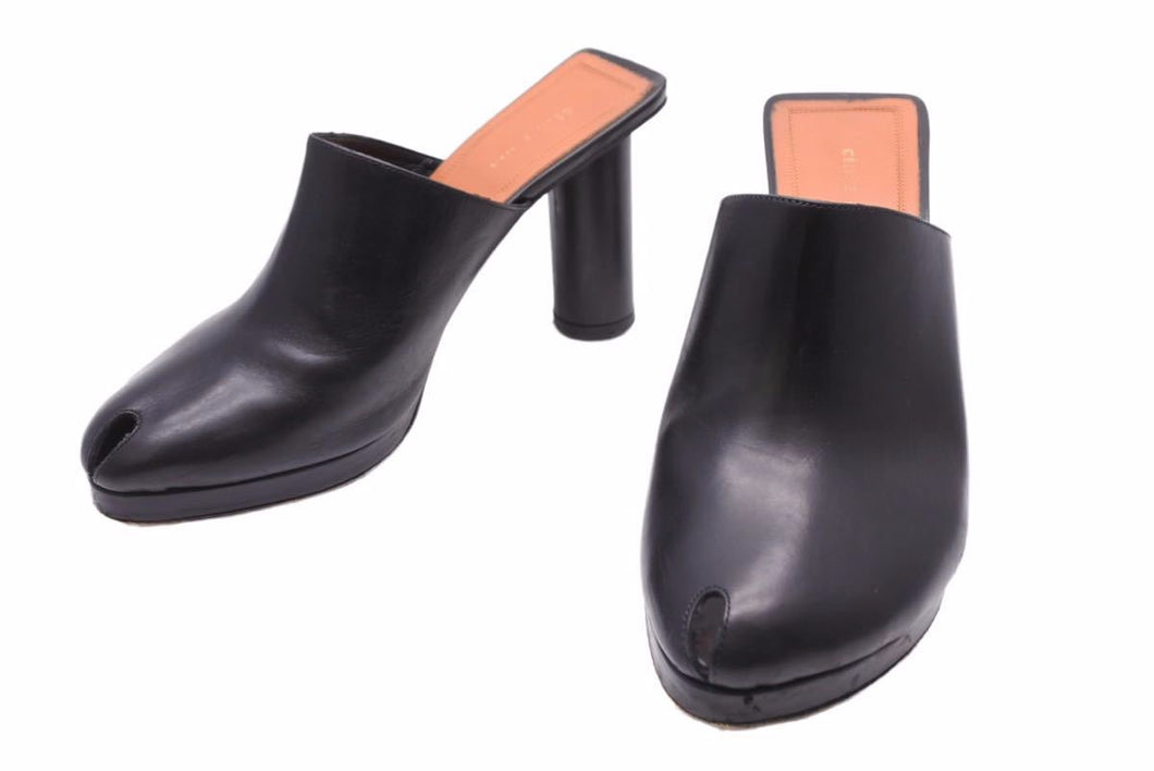 CELINE セリーヌ アーモンド ピープトゥ ミュール サンダル 322243CLTC ブラック ブラウン レザー サイズ36.5 中古 42318