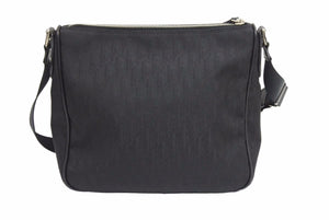 Christian Dior クリスチャンディオール ショルダーバッグ トロッター柄 14-BO-0028 キャンバス ブラック シルバー 美品 中古 42363