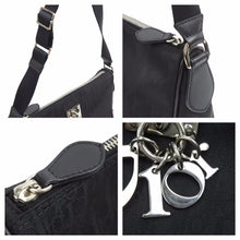 画像をギャラリービューアに読み込む, Christian Dior クリスチャンディオール ショルダーバッグ トロッター柄 14-BO-0028 キャンバス ブラック シルバー 美品 中古 42363