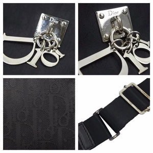 Christian Dior クリスチャンディオール ショルダーバッグ トロッター柄 14-BO-0028 キャンバス ブラック シルバー 美品 中古 42363