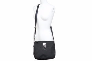 Christian Dior クリスチャンディオール ショルダーバッグ トロッター柄 14-BO-0028 キャンバス ブラック シルバー 美品 中古 42363