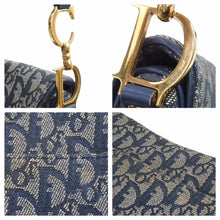 Load image into Gallery viewer, Christian Dior クリスチャンディオール ミニ サドルバッグ トロッター キャンバス レザー RU 0060 ネイビー 美品 中古 42370