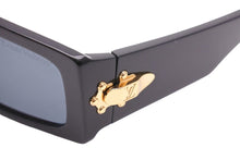 Load image into Gallery viewer, 新品同様 LOUIS VUITTON ルイヴィトン Nigo Lock サングラス 56□16 145 Z1361E ブラック ゴールド金具 42401