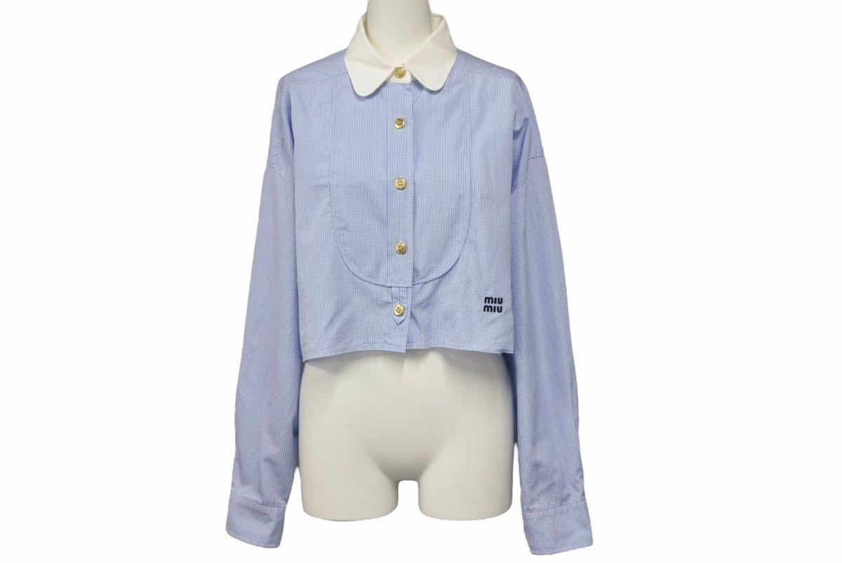 MIUMIU ミュウミュウ ギンガムチェックシャツ 長袖シャツ