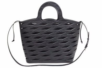 新品同様 BALENCIAGA バレンシアガ ネオバスケットバッグ 2WAYハンドバッグ ロゴ 総柄 ブラック 中古 42411