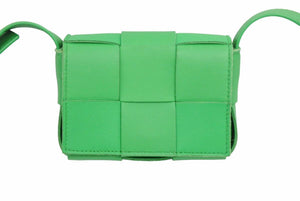 Bottega Veneta ボッテガヴェネタ ミニカセット ショルダーバッグ クロスバッグ ミニバッグ 羊革 グリーン 美品 中古 42421