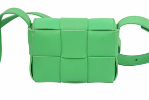 Bottega Veneta ボッテガヴェネタ ミニカセット ショルダーバッグ クロスバッグ ミニバッグ 羊革 グリーン 美品 中古 42421