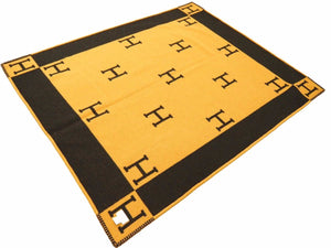 Hermes エルメス Avalon アヴァロン ウール カシミヤ混 ブランケット ホーム インテリア ラグ 135×170 美品 42435
