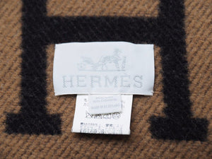 Hermes エルメス Avalon アヴァロン ウール カシミヤ混 ブランケット ホーム インテリア ラグ 135×170 美品 42435