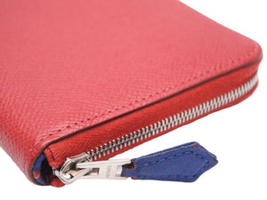 HERMES コインケース アザップコンパクトシルクイン ヴォーエプソン レッド シルバー金具 □P刻印 中古 42459