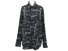 画像をギャラリービューアに読み込む, GIVENCHY ジバンシー ジバンシィ ロゴプリントシャツ オールオーバーロゴシャツ コットン 19AW ブラック サイズ39 美品 中古 42472