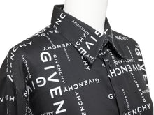 画像をギャラリービューアに読み込む, GIVENCHY ジバンシー ジバンシィ ロゴプリントシャツ オールオーバーロゴシャツ コットン 19AW ブラック サイズ39 美品 中古 42472