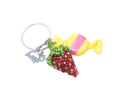 Christian Dior クリスチャンディオール キーリング キーホルダー アクセサリー イチゴ キャンディー ロゴ 美品 中古 42478
