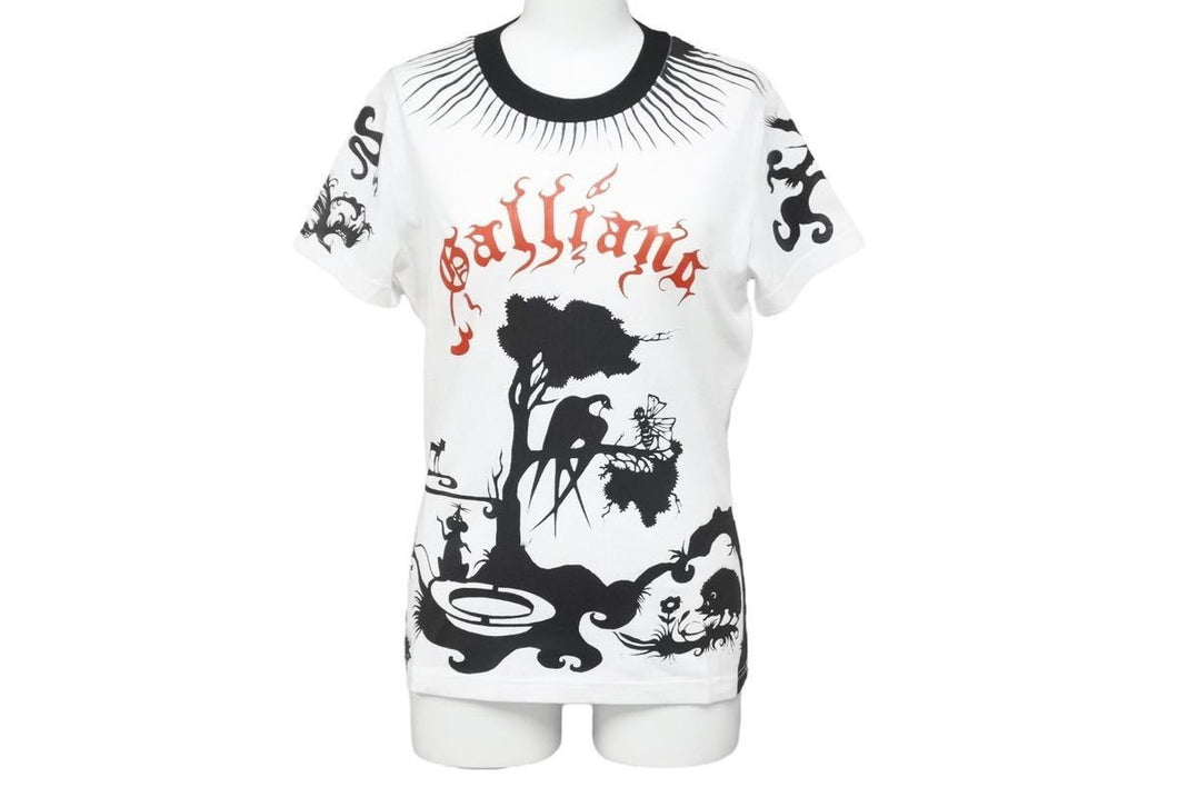 John Galliano ジョンガリアーノ Tシャツ アニマルプリント 2H12059633 ホワイト ブラック レッド サイズM 美品 中古 42485