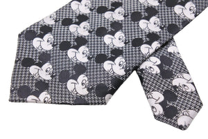 Cervantes セルバンテス ネクタイ ミッキーマウス DISNEY ディズニー スーツ ポリエステル シルク ブラック グレー 美品 中古 42487