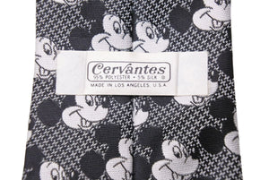 Cervantes セルバンテス ネクタイ ミッキーマウス DISNEY ディズニー スーツ ポリエステル シルク ブラック グレー 美品 中古 42487