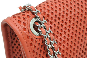 新品同様 CHANEL シャネル マトラッセ パンチング ショルダーバッグ 17番台 ココマーク レザー レッド シルバー金具 中古 42497