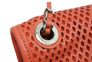 新品同様 CHANEL シャネル マトラッセ パンチング ショルダーバッグ 17番台 ココマーク レザー レッド シルバー金具 中古 42497