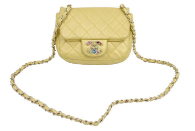 美品 シャネル CHANEL ビジュー グリポア ミニマトラッセ チェーン ショルダーバッグ 14番台 レザー ゴールド 中古 42500
