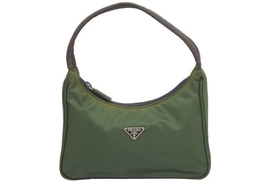 PRADA プラダ ハンドバッグ ホーボー ナイロン ワンショルダー ロゴ プレート カーキ 鞄 カバン 中古 42512