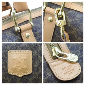 CELINE セリーヌ マカダム柄 2way ハンドバッグ ショルダーバッグ M11 ロゴ ゴールド金具 カバン 鞄 ブラウン 美品 中古 42514