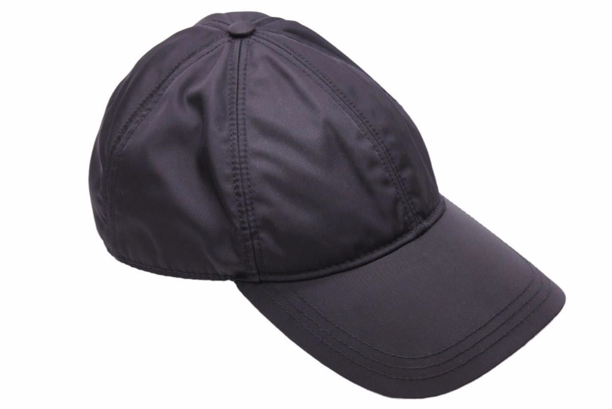PRADA プラダ キャップ ロゴ ブラック 帽子 小物 ナイロン サイズS