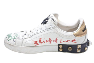 DOLCE&GABBANA ドルチェアンドガッバーナ PORTOFINO ポルトフィーノ スニーカー プリント パッチ&スタッズ装飾 中古 42523