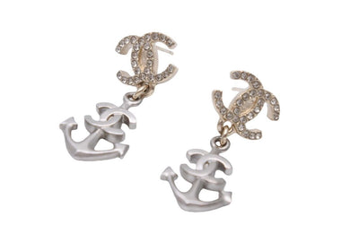 CHANEL シャネル ピアス ココマーク イカリ 18A 2018年 ラインストーン小物 2.8g アクセサリー ジュエリー ロゴ 美品 中古 42561