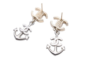 CHANEL シャネル ピアス ココマーク イカリ 18A 2018年 ラインストーン小物 2.8g アクセサリー ジュエリー ロゴ 美品 中古 42561