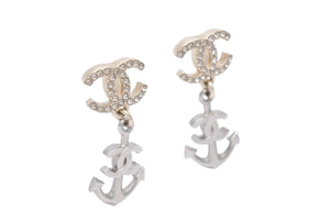 CHANEL シャネル ピアス ココマーク イカリ 18A 2018年 ラインストーン小物 2.8g アクセサリー ジュエリー ロゴ 美品 中古 42561
