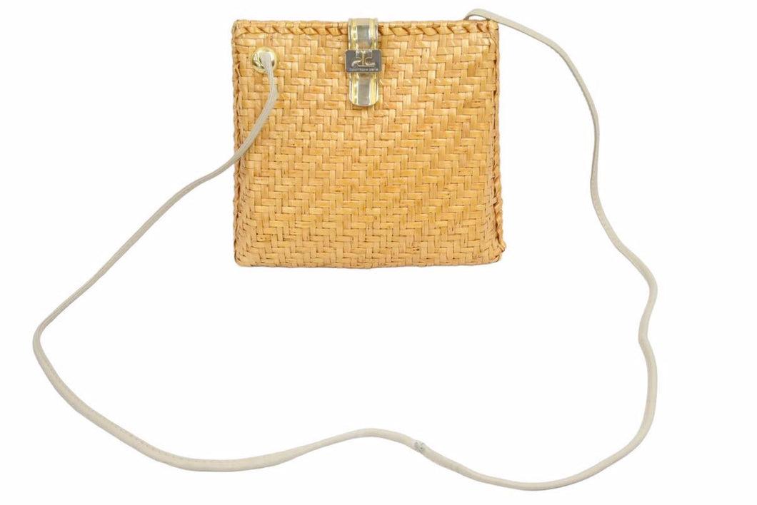 courreges クレージュ かごバッグ ショルダーバッグ ゴールド金具 ロゴ 鞄 カバン 斜め掛け 中古 42572