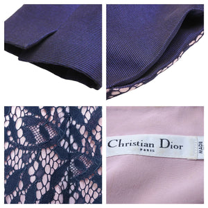 Christian Dior クリスチャンディオール ワンピース レース ブルー ピンク トップス 半袖 4C21687W1314 サイズ36 美品 中古 42578