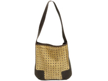 Load image into Gallery viewer, LOEWE ロエベ ワンショルダーバッグ Lロゴ カッティング スエード レザー ベージュ ダークブラウン ゴールド金具 中古 42581