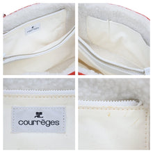 Load image into Gallery viewer, courreges クレージュ ハンドバッグ レッド ホワイト ロゴ カバン 鞄 シルバー金具 レザー 中古 42582