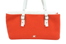 Load image into Gallery viewer, courreges クレージュ ハンドバッグ レッド ホワイト ロゴ カバン 鞄 シルバー金具 レザー 中古 42582