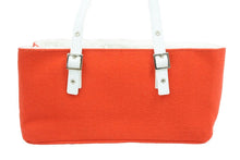 Load image into Gallery viewer, courreges クレージュ ハンドバッグ レッド ホワイト ロゴ カバン 鞄 シルバー金具 レザー 中古 42582