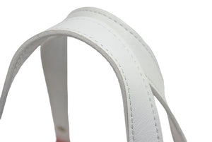 courreges クレージュ ハンドバッグ レッド ホワイト ロゴ カバン 鞄 シルバー金具 レザー 中古 42582