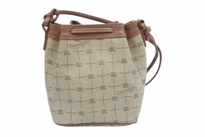 courreges クレージュ ショルダーバッグ 巾着 ベージュ ロゴ 斜め掛け カバン 鞄 中古 42584