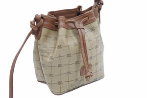 courreges クレージュ ショルダーバッグ 巾着 ベージュ ロゴ 斜め掛け カバン 鞄 中古 42584