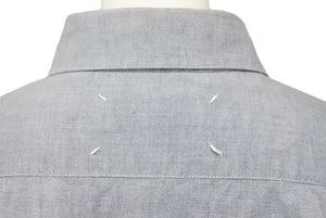 Martin Margiela マルタンマルジェラ 半袖シャツ トップス 袖切りっぱなし コットン ブルー 美品 中古 42669