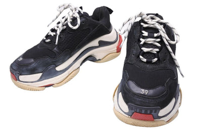 BALENCIAGA バレンシアガ TRIPLE S TRAINERS トリプルエス レースアップ スニーカー ブラック ホワイト レッド 26 良品 中古 42676