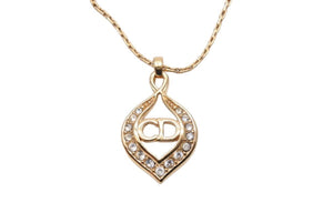 Christian Dior クリスチャンディオール ネックレス ラインストーン ロゴ ゴールド アクセサリー 小物 美品 中古 7.1g 42681