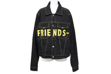 Load image into Gallery viewer, VLONE ヴイーローン 18SS FRIENDS DENIM JACKET ロゴ刺繍デニムトラックジャケット ブラック イエロー サイズM 中古 42702