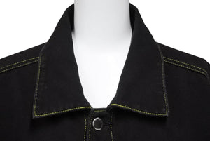 VLONE ヴイーローン 18SS FRIENDS DENIM JACKET ロゴ刺繍デニムトラックジャケット ブラック イエロー サイズM 中古 42702