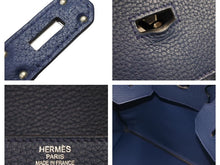 画像をギャラリービューアに読み込む, HERMES エルメス オータクロア 40 ブルーニュイ トゴ シルバー金具 HERMES 40 BLEU NUIT □N 美品 42711 中古