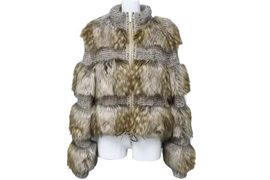 CHANEL シャネル ジャケット ファーブルゾン モヘア ツイード P60098K07871 ベージュ アウター サイズ34 美品 中古 42730