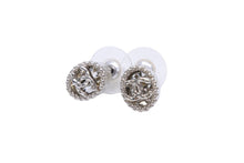 Load image into Gallery viewer, 新品同様 CHANEL シャネル ピアス ココマーク 楕円形 ラインストーン シルバー A19P 中古 42738